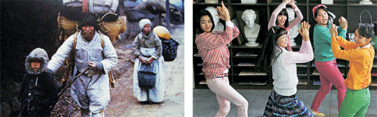 저자는 1990년대에 비로소 한국인이 근대적 인간으로 진입했다고 말한다. 사진은 1951년 피란에서 집으로 돌아가는 가족(왼쪽)과 영화 ‘써니’에서 재현된 1980년대의 여고생들.