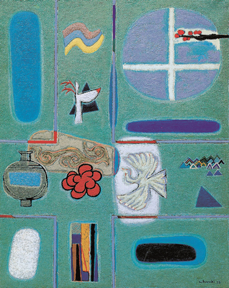 김환기, 영원의 노래, 캔버스 위에 오일, 162×130㎝, 1957. 삼성미술관리움 제공