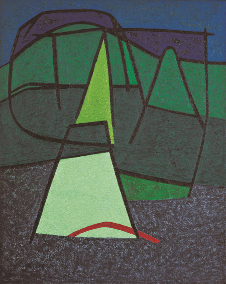 유영국, 산, 캔버스 위에 오일, 100×81㎝, 1957, 개인 소장. 국립현대미술관 제공