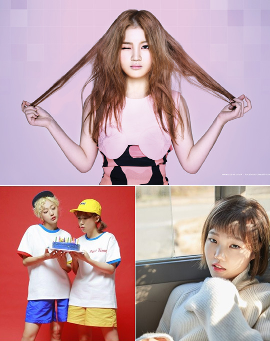 SBS ‘K팝스타’ 시즌1에서 준우승을 차지한 이하이와 시즌2 우승자인 악동뮤지션의 이수현. 그리고 Mnet ‘슈퍼스타K’출신인 볼빨간사춘기(위 사진부터 시계방향으로).