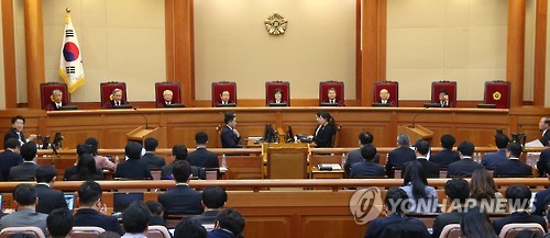 지난달 27일 탄핵심판 최종변론 모습. [연합뉴스 자료사진]