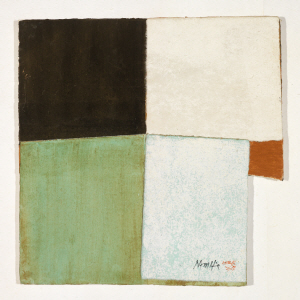 남영희 작가의 2015년 작품인 ‘어머니의 시간’(56×56㎝). 황토와 아크릴 작업을 동시에 해 한지의 물성을 드러내면서 은은한 색감 역시 살려냈다.  M갤러리 제공