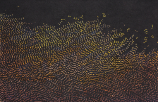 김현희, 소리-파도, 65×100cm, 장지에 채색, 표현기법(커팅), 2013