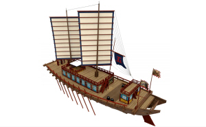 3차원 입체(3D) 화면으로 구성한 조선통신사선 재현선.