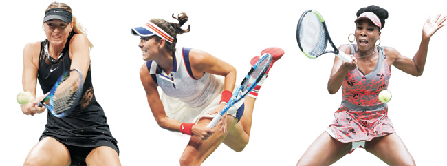 샤라포바, 무구루사, 윌리엄스 (왼쪽부터)