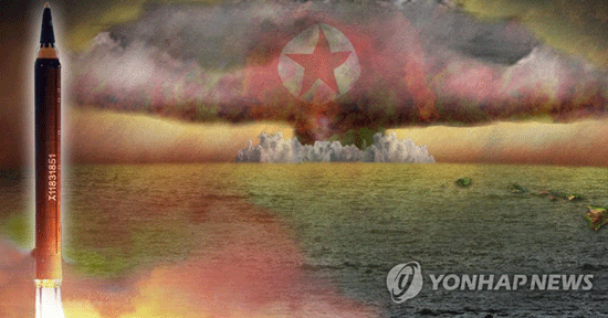 북한, 태평양 미사일 발사 핵실험(PG)[제작 이태호] 사진합성, 일러스트