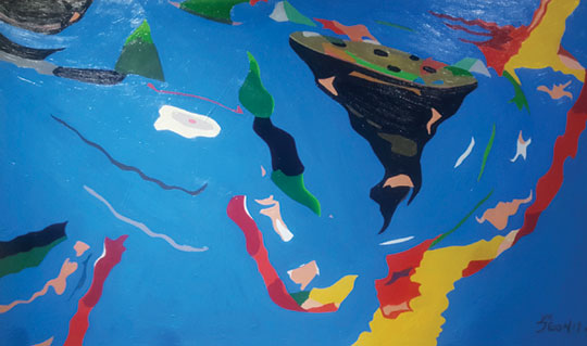 전영근, 잠시 쉬어가는 풍경 , 캔버스에 유화, 165×110㎝, 2017