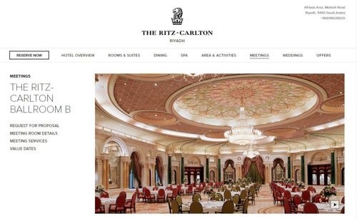 [리츠칼튼 리야드 홈페이지에 소개된 볼룸B 사진]