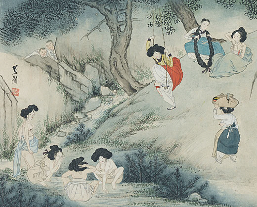 ‘바람을 그리다:신윤복·정선’ 전에 선보이는 혜원전신첩 중 단오풍정.  간송미술문화재단 제공