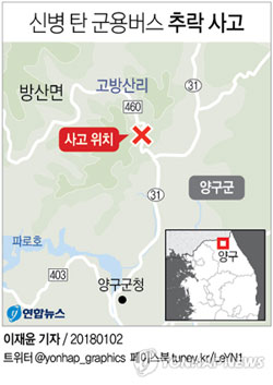 [그래픽] 신병 탄 군용버스 20ｍ 아래 추락