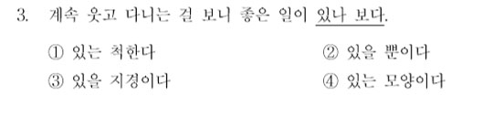 지난해 4월 16일 치러진 제52회 한국어능력시험(TOPIK)의 읽기 문제.  국립국제교육원 제공