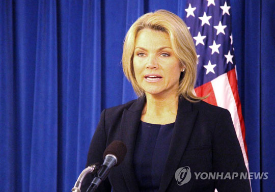 헤더 노어트 미국 국무부 대변인이 지난해 9월 13일(현지시간) 워싱턴DC 외신기자클럽에서 브리핑하는 모습 [연합뉴스]