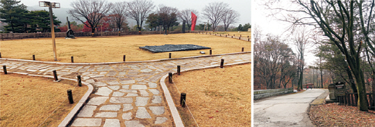 영화 ‘미술관 옆 동물원’의 촬영지인 국립현대미술관 앞(왼쪽)과 서울동물원 내 오솔길. 영화 주인공들은 현대미술관 앞 길에서 미술관과 동물원으로 헤어져 갔다가 나중에 이곳에서 첫 키스를 한다.