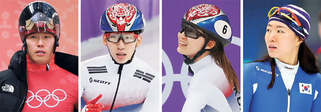 2018 평창동계올림픽에 출전하는 한국선수단이 15일부터 18일까지 나흘간 이어지는 설 연휴에 금메달 소식을 전해줄 것으로 기대된다. 왼쪽부터 금메달 유력 후보인 남자 스켈레톤의 윤성빈(강원도청), 남자 쇼트트랙의 임효준(한국체대), 여자 쇼트트랙의 최민정(성남시청), 여자 스피드스케이팅의 이상화(스포츠토토). 연합뉴스