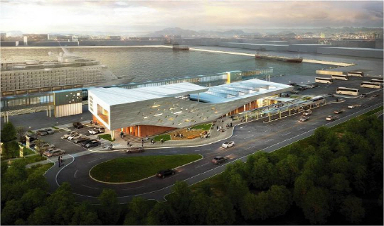 오는 10월 준공 예정인 인천항 크루즈 전용 터미널 조감도.