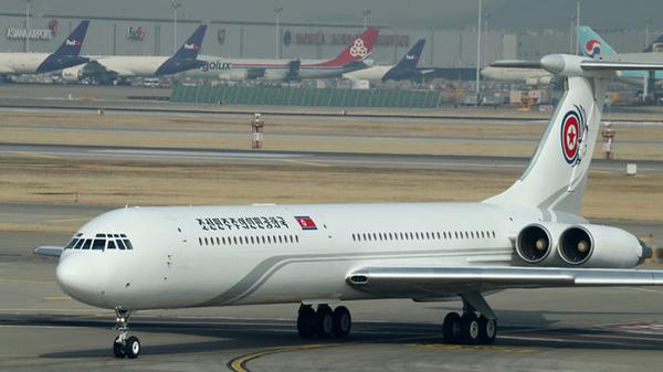 김정은 전용기 IL-62M 참매-1호. 지난 2월 인천공항에 도착했을 때의 모습이다. 연합뉴스 제공