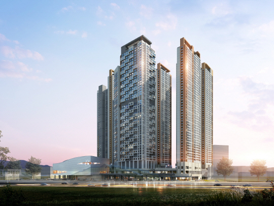 통풍과 채광 등 단점을 보완하고, 대형 위주에서 중·소형 면적대로 몸집을 줄인 2세대 주거복합단지가 주목받고 있다. 사진은 현대건설이 짓는 주거복합단지 ‘힐스테이트 금정역’ 투시도. 현대건설 제공