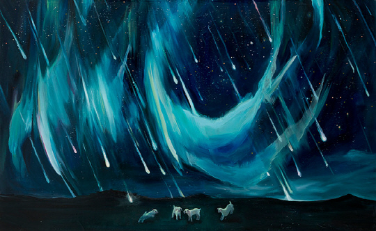 이채은, 양 헤는 밤, 123×76㎝, 캔버스에 유채, 2013