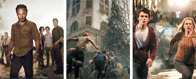 워킹데드, 월드워 Z, 웜바디스(왼쪽부터)