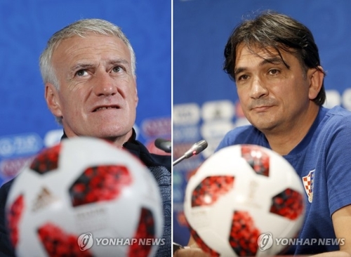 프랑스 디디에 데샹 감독(왼쪽)과 크로아티아 즐라트코 달리치 감독.[AP=연합뉴스 자료사진]