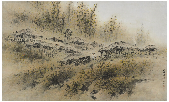 청전 이상범, 추경산수, 종이에 수묵담채, 54×101.5㎝, 1950년대 말.