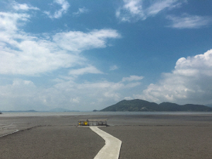 걷기 여행은 요즘 같은 청명한 가을의 초입에 딱 맞는 여행법이다. ‘남도삼백리길’ 1코스가 지나가는 전남 순천의 갯벌.