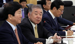 (서울=연합뉴스) 문정인 대통령 통일외교안보 특별보좌관이 7일 국회 의원회관에서 ‘북미관계와 북핵전망’을 주제로 강연하고 있다. 2018.9.7