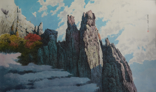 북한 화가 선우영의 금강산 천녀봉(290×197㎝, 장지에 채색). 2004년도 작품이다.