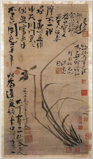 김정희, 불이선란도, 19세기, 종이에 수묵, 55.0×31.1㎝.