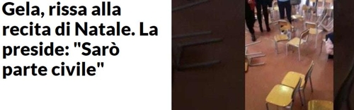 17일 이탈리아 시칠리아 섬의 한 초등학교에서 열린 성탄 학예회가 좋은 자리를 차지하려는 두 학부모의 난투극으로 난장판이 됐다고 현지 언론이 보도했다. [라 레푸블리카 홈페이지]