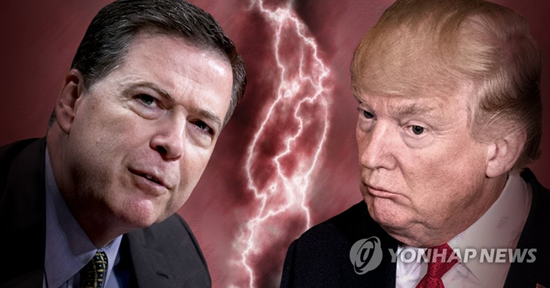 코미 전 FBI 국장과 트럼프 대통령 (PG)[제작 최자윤]