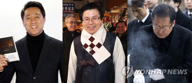 (서울=연합뉴스) 자유한국당 당 대표 출마에 나선 오세훈 전 서울시장(왼쪽부터), 황교안 전 국무총리, 홍준표 전 대표가 31일 지지층 결집을 꾀하는 행보에 나섰다. 이날 오세훈 전 서울시장은 출판기념회, 황교안 전 총리는 시장 민생탐방, 홍준표 전 대표는 국립묘지를 참배했다. 2019.1.31