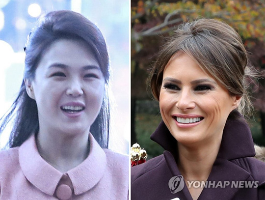 (서울=연합뉴스) 제2차 북미정상회담이 8일 앞으로 다가왔다. 사진은 김정은 북한 국무위원장의 부인인 리설주 여사(왼쪽)와 도널드 트럼프 미국 대통령의 부인인 멜라니아 트럼프 여사. 2019.2.19 [연합뉴스 자료사진]