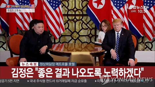 트럼프·김정은, 단독 정상회담 시작 [연합뉴스TV 제공]