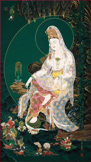 월제 혜담 스님의 ‘수월관세음보살상’. 고려 불화의 우아함과 기품, 화려함이 살아있다.
