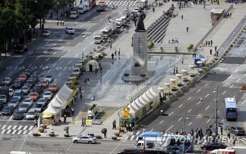 광화문광장에 설치된 세월호 천막 [연합뉴스 자료사진]