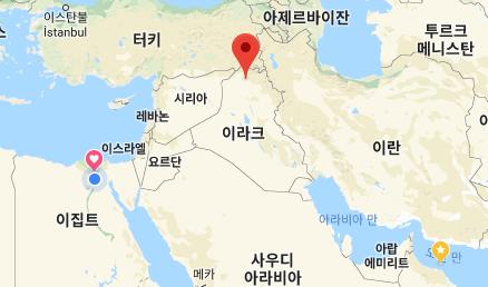 이라크 모술(붉은 핀)[구글 캡처]