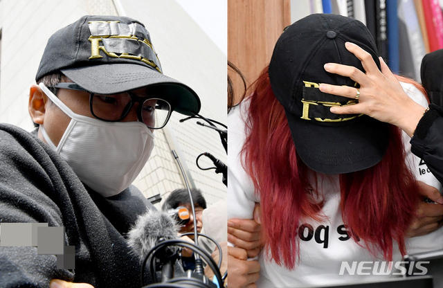 【광주=뉴시스】자신의 성범죄를 신고한 중학생 의붓딸을 살해·유기한 혐의를 받는 김모(31·사진 왼쪽)씨가 1일 광주지법에서 구속 전 피의자심문(영장실질심사)를 받고 호송차로 이동하고 있다. 이를 공모·방조한 혐의를 받는 친모 유모(39·오른쪽)씨는 전날 광주 동부경찰에 긴급체포됐다. 2019.05.01.