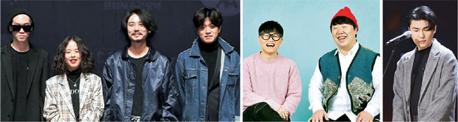 감춰져 있던 인디밴드들이 다양한 온라인 지원 시스템을 통해 수면 위로 떠오르고 있다. 왼쪽부터 아도이, 우주왕복선싸이드미러, 카더가든.