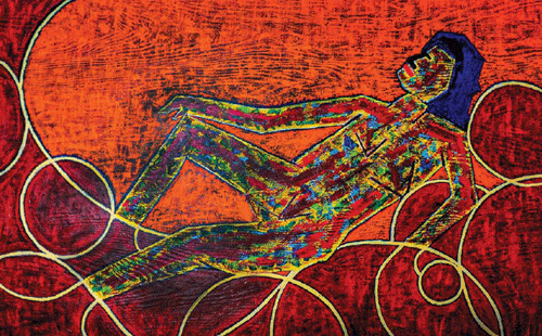 자신의 곡선 위에 누워있는 뮤즈