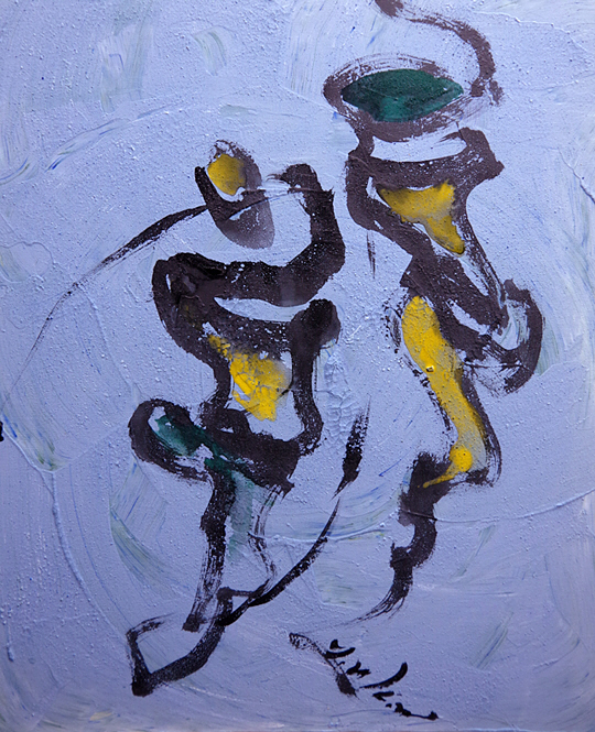 세계정세가 악화돼 가고 이웃 국가들은 자국의 이익을 위해 ‘노노(NO NO)’ 정책을 쓰고 있다. 이에 개인도 노노를 외치며 분노를 뿜어내고 있다. 2019년 작.  김영화 화백