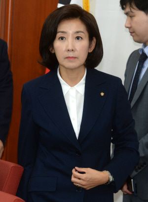 나경원 자유한국당 원내대표가 13일 오전 국회에서 열린 원내대표·중진의원 연석회의에 참석하기 위해 회의장에 들어서고 있다. 나 원내대표는 이날 오후 서울남부지검에 출석해 ‘패스트트랙(신속처리안건) 충돌 사건’ 관련 조사를 받겠다고 밝혔다.