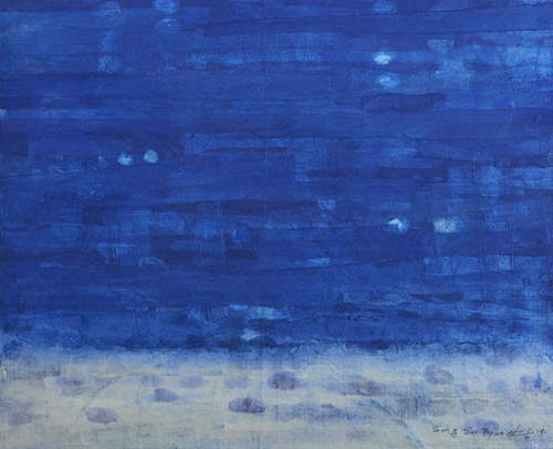 내적 관조(Internal Sight), 한지와 먹 분채,  53×34cm 2018