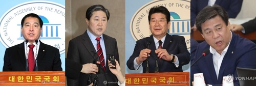 (서울=연합뉴스) 자유한국당 원내대표 후보로 등록한 심재철(5선)·유기준(4선)·강석호(3선)·김선동(재선) 의원.[연합뉴스 자료사진]