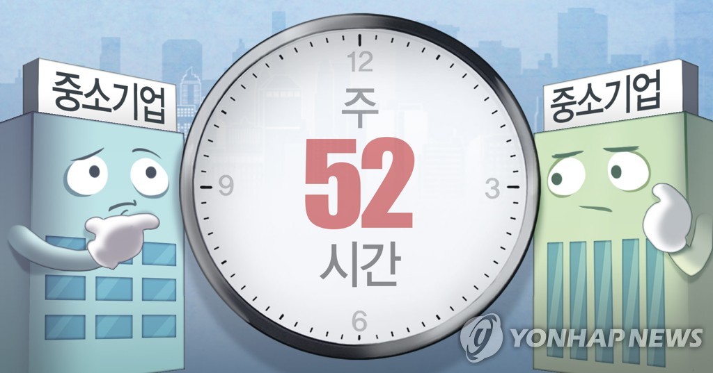 50∼299인 기업도 주52시간제 시행(PG)[권도윤 제작] 일러스트