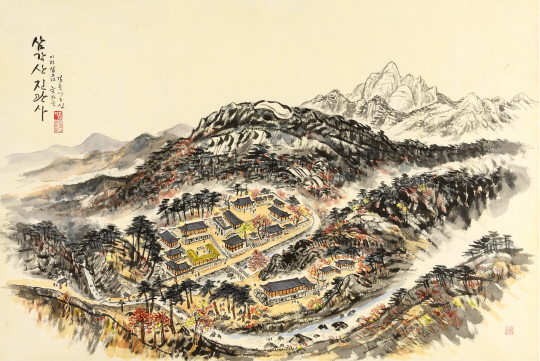 이호신, 삼각산 진관사, 133×198㎝, 한지에 수묵채색, 2015.  JCC아트센터 제공