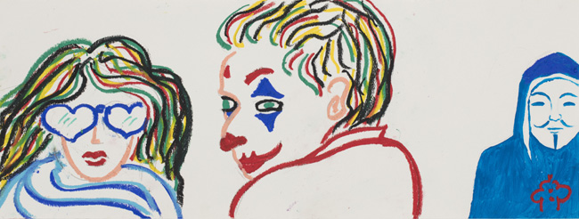 영화의 재배 농장 격인 할리우드 유니버설 스튜디오에서는 천변만화하는 캐릭터들을 등장시켜 다양한 인생의 이야기를 하고 있다.(김병종, 할리우드-실재와 환상 사이의 숲, 20×53㎝, 종이에 혼합재료, 2019)