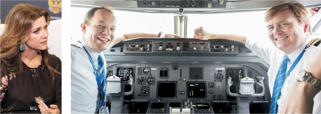 남자친구와의 세미나 제목에 ‘공주’라는 단어를 사용했다가 거센 비난에 직면했던 마르타 루이세 전 노르웨이 공주(왼쪽 사진). 오른쪽은 네덜란드 국왕 즉위 후에도 파트타임 부조종사 활동을 하고 있는 빌럼 알렉산더르(사진 오른쪽)의 모습. 루이세 인스타그램 캡처·EPA 연합뉴스