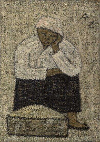 박수근, 소금장수, 보드에 유채, 34.5×25㎝