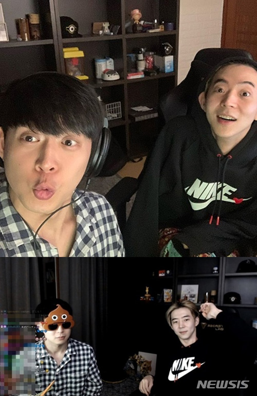 [서울=뉴시스] 가수 겸 배우 박유천이 동생인 박유환의 트위치 생방송에 깜짝 출연했다. (사진=박유환 트위치 생방송 화면 캡처, 박유천 인스타그램) 2020.03.09.